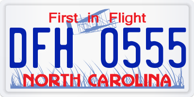NC license plate DFH0555