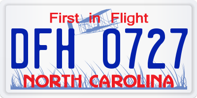 NC license plate DFH0727