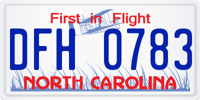 NC license plate DFH0783