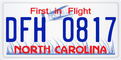 NC license plate DFH0817