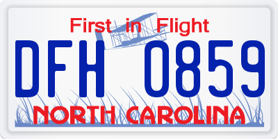 NC license plate DFH0859