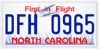 NC license plate DFH0965