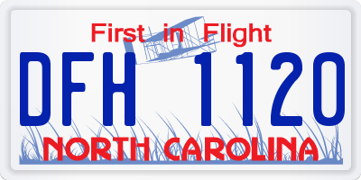 NC license plate DFH1120