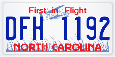 NC license plate DFH1192