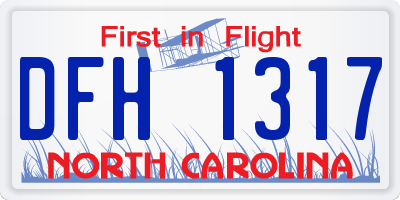 NC license plate DFH1317