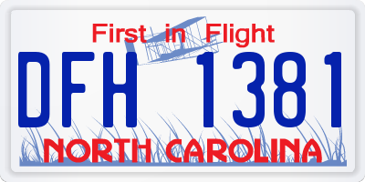 NC license plate DFH1381