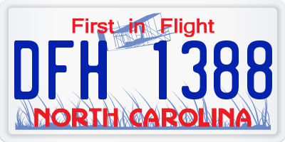 NC license plate DFH1388
