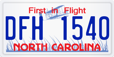 NC license plate DFH1540