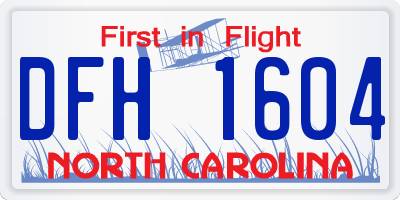 NC license plate DFH1604