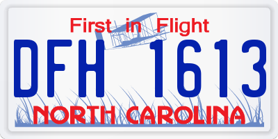 NC license plate DFH1613