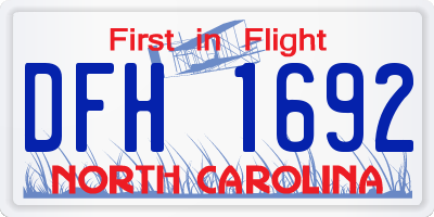 NC license plate DFH1692