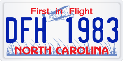 NC license plate DFH1983
