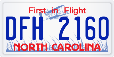 NC license plate DFH2160