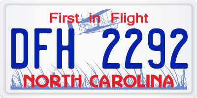 NC license plate DFH2292