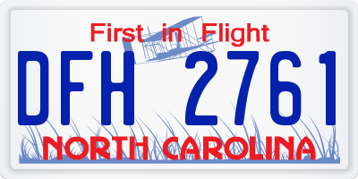 NC license plate DFH2761