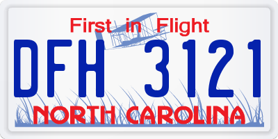 NC license plate DFH3121