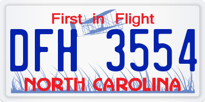NC license plate DFH3554