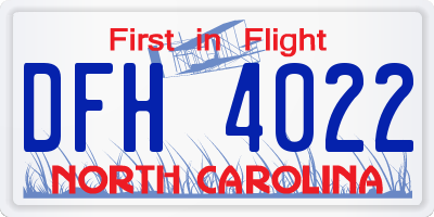 NC license plate DFH4022