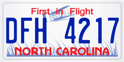 NC license plate DFH4217
