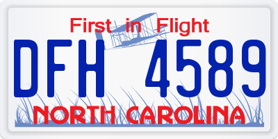 NC license plate DFH4589