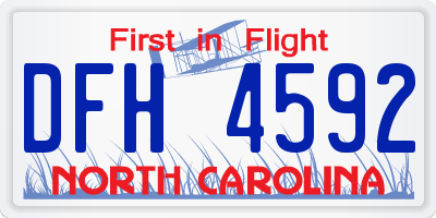 NC license plate DFH4592
