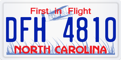 NC license plate DFH4810