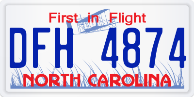 NC license plate DFH4874