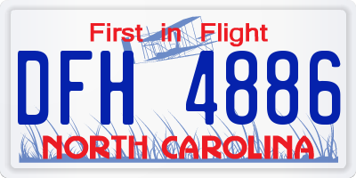 NC license plate DFH4886