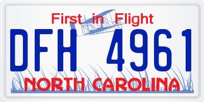 NC license plate DFH4961