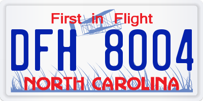 NC license plate DFH8004