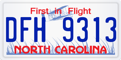 NC license plate DFH9313