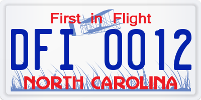 NC license plate DFI0012