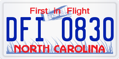 NC license plate DFI0830