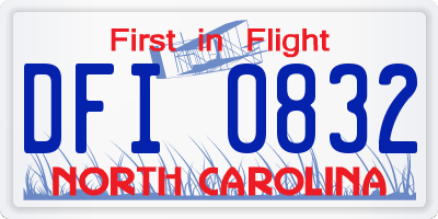 NC license plate DFI0832