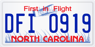 NC license plate DFI0919