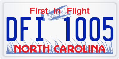NC license plate DFI1005