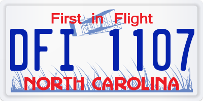 NC license plate DFI1107