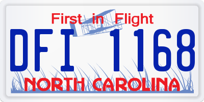 NC license plate DFI1168