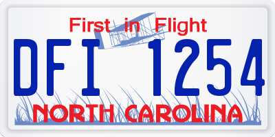 NC license plate DFI1254