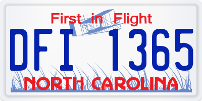 NC license plate DFI1365