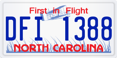 NC license plate DFI1388