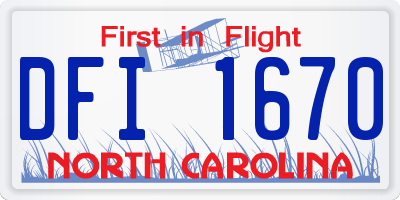NC license plate DFI1670