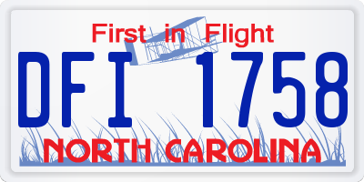 NC license plate DFI1758