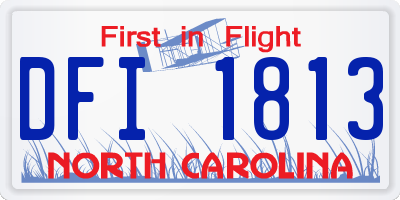 NC license plate DFI1813