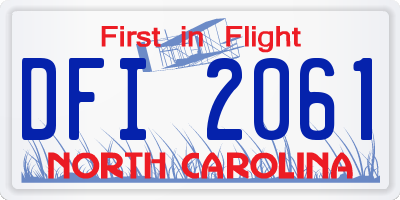 NC license plate DFI2061