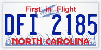 NC license plate DFI2185