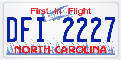 NC license plate DFI2227