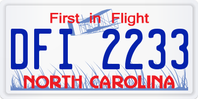 NC license plate DFI2233