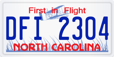 NC license plate DFI2304