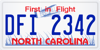 NC license plate DFI2342